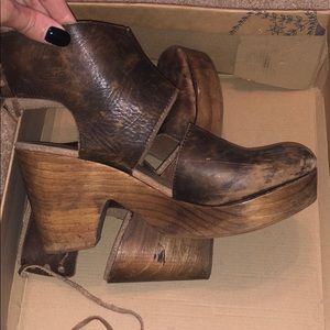 Free people, distressed brown clogs